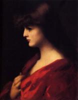 Jean-Jacques Henner - Study Of A Woman In Red